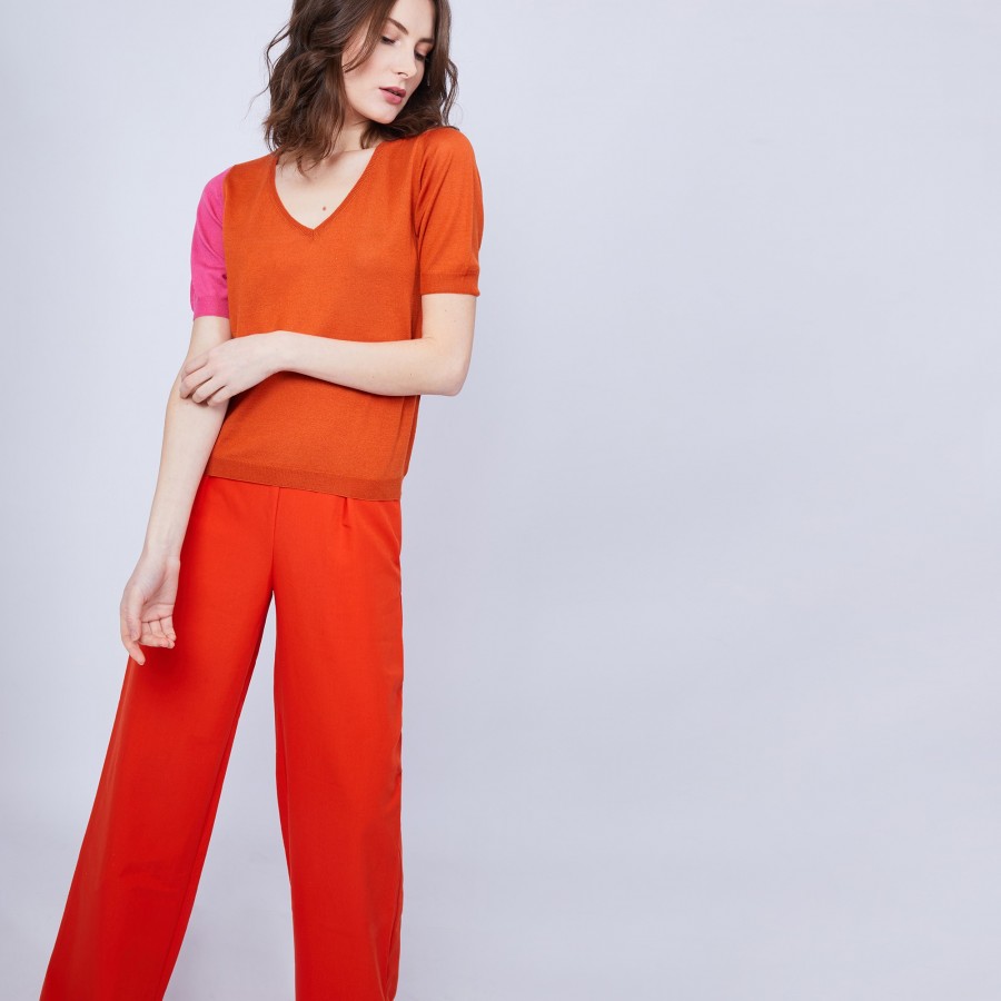 T-shirt bicolore col V - Jackie