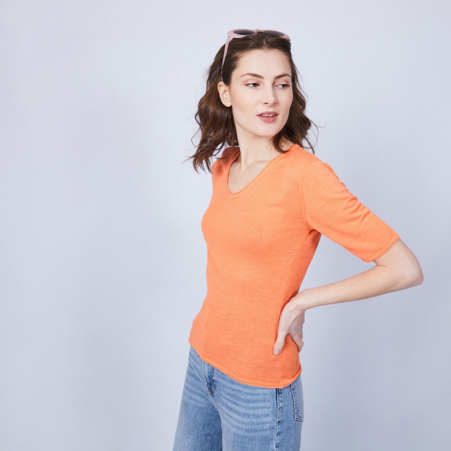 T-shirt uni col V - Mel T-shirt uni col V - Mel