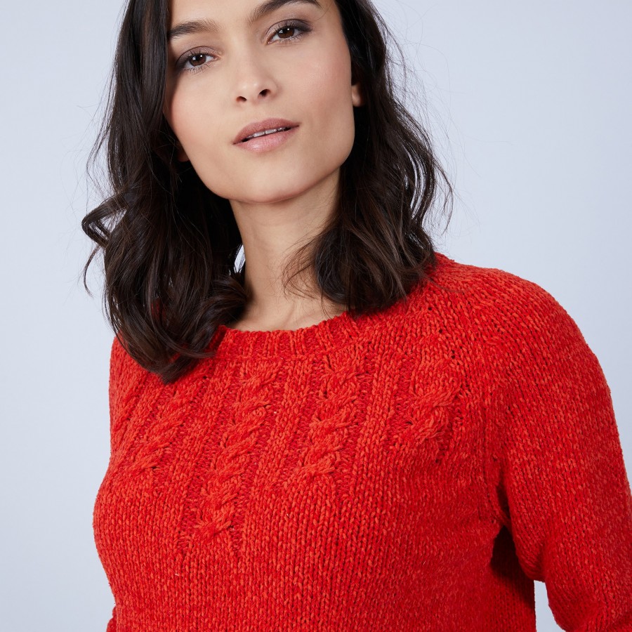 Pull avec torsades en soie et laine velours - Bahamas