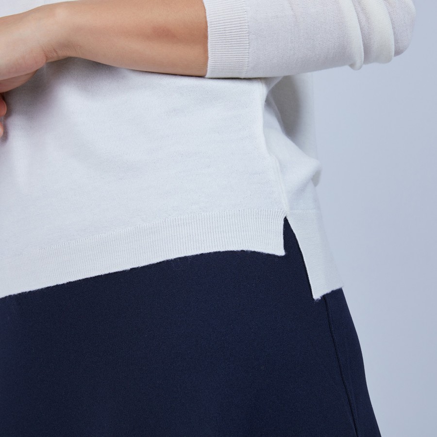 Pull col rond avec fente en laine mérinos - Betina