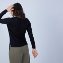 Pull col rond avec fente en laine mérinos - Betina