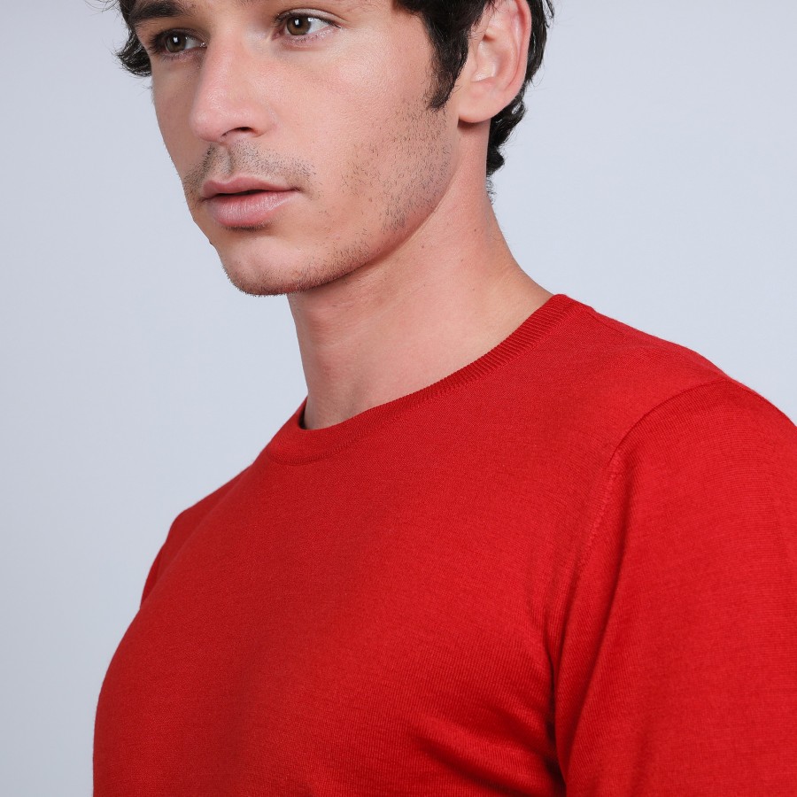 Pull col rond en laine et soie - Barsam