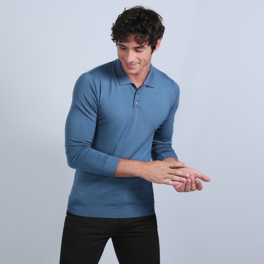 Pull col polo en laine mérinos - Eni Pull col polo en laine mérinos - Eni