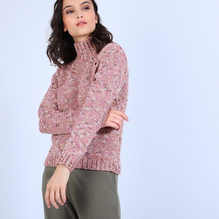 Pull col roulé chiné - Papyrus