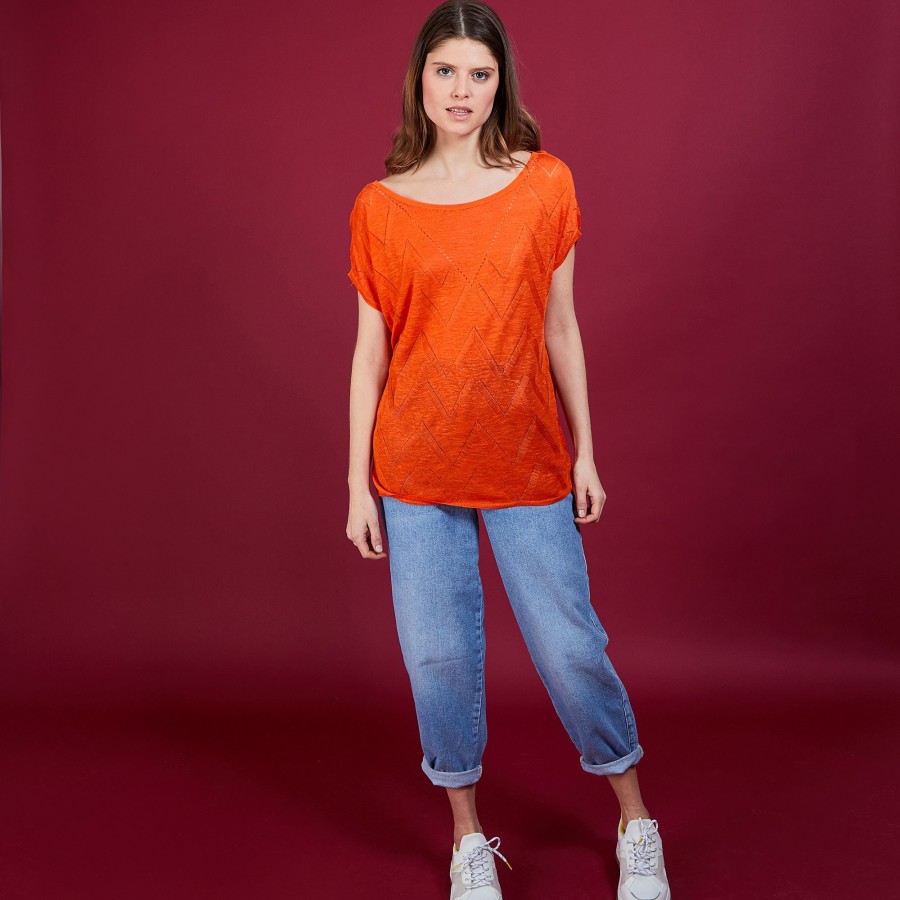 Long T-shirt en lin flammé - Coline