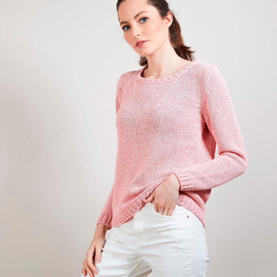 BENJI. PULL COL ROND LAINE ET COTON