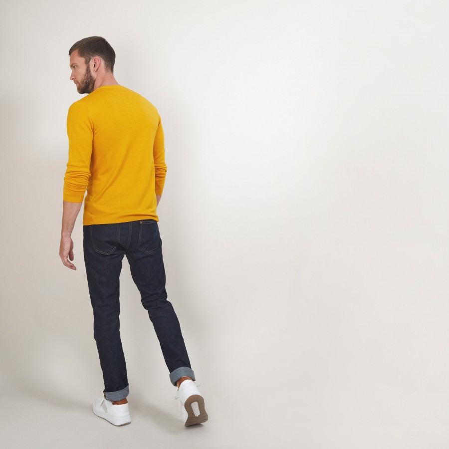 Pullover mit V-Ausschnitt und Logo aus Merinowolle - Elmo Pullover mit V-Ausschnitt und Logo aus Merinowolle - Elmo