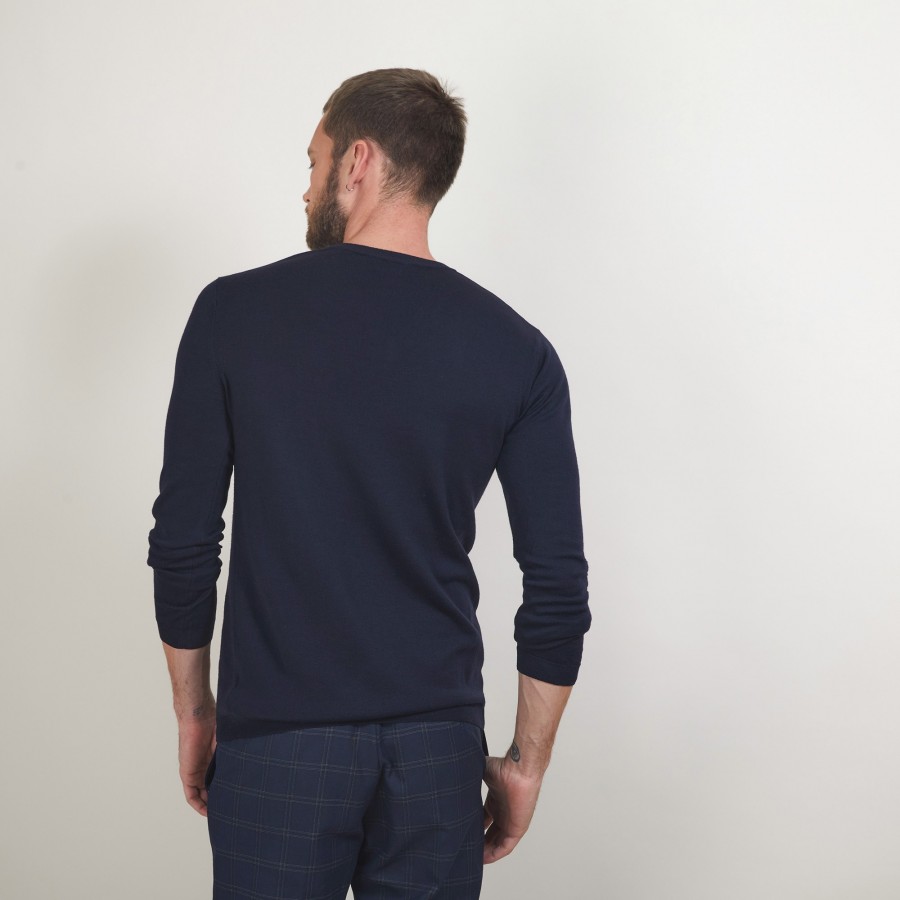 Pullover mit V-Ausschnitt und Logo aus Merinowolle - Elmo