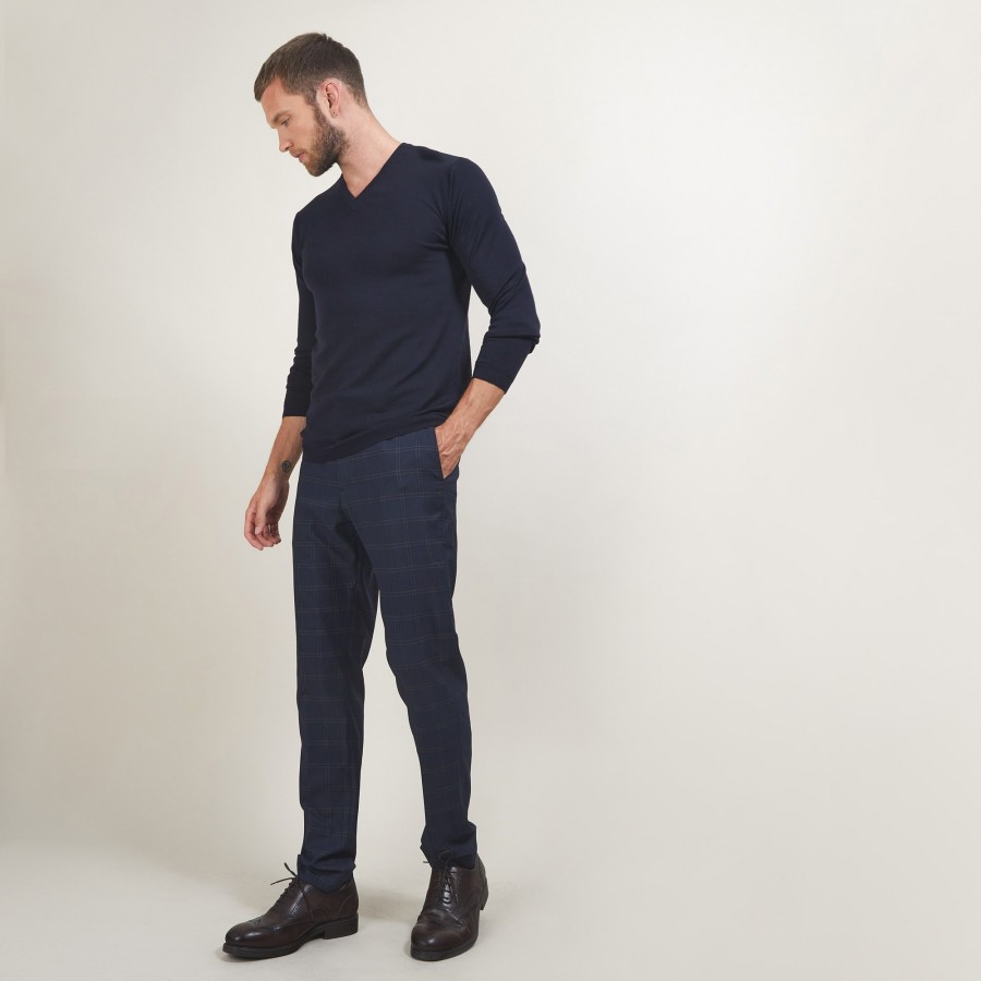 Pullover mit V-Ausschnitt und Logo aus Merinowolle - Elmo