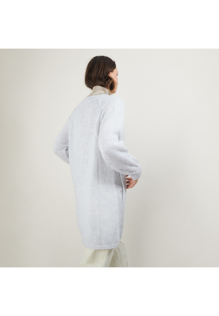 Long gilet 2 poches en mohair - Gaya