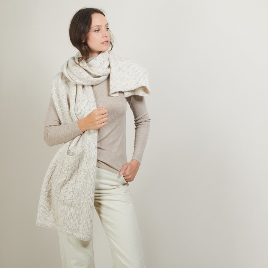 Echarpe avec poches en viscose et baby alpaga - Giva