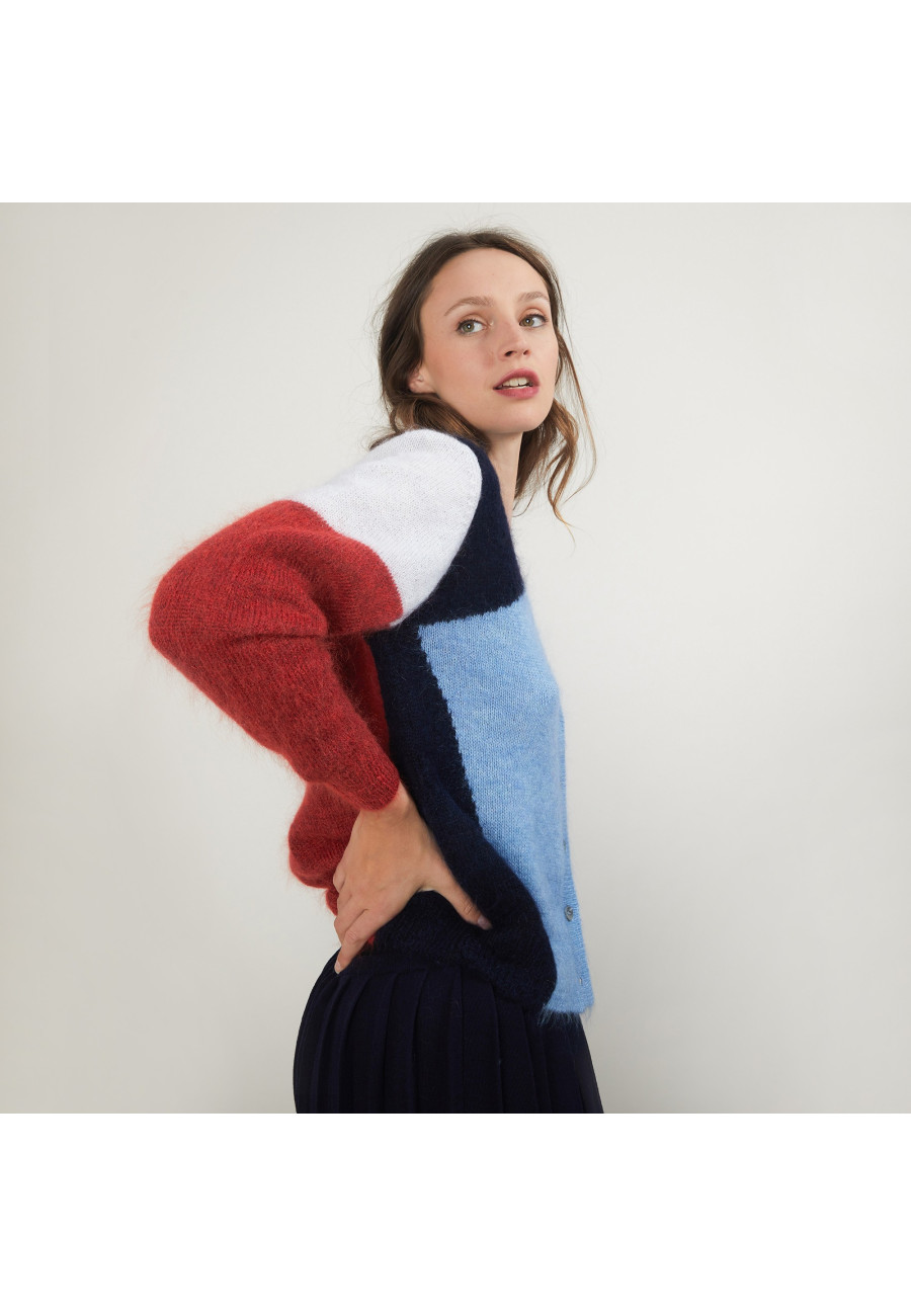 Cardigan col V en mohair - Floria
