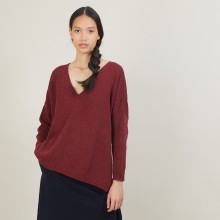 Pull ample col v en laine et soie - Baba