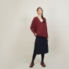 Pull ample col v en laine et soie - Baba