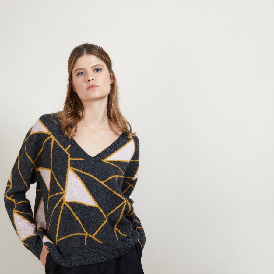 Pull à motifs géométriques en cachemire. FELIX