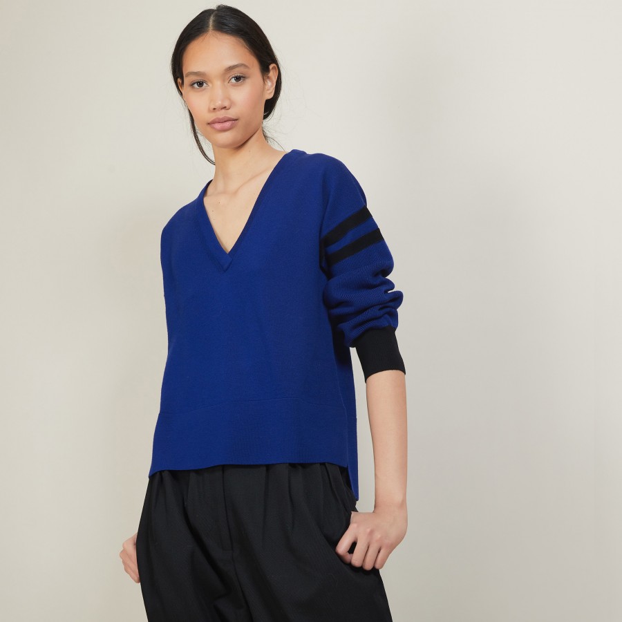 Pull bicolore à fentes en laine - Glee
