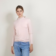 Pull col fantaisie en laine et soie - Florina