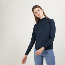 Pull col fantaisie en laine et soie - Florina