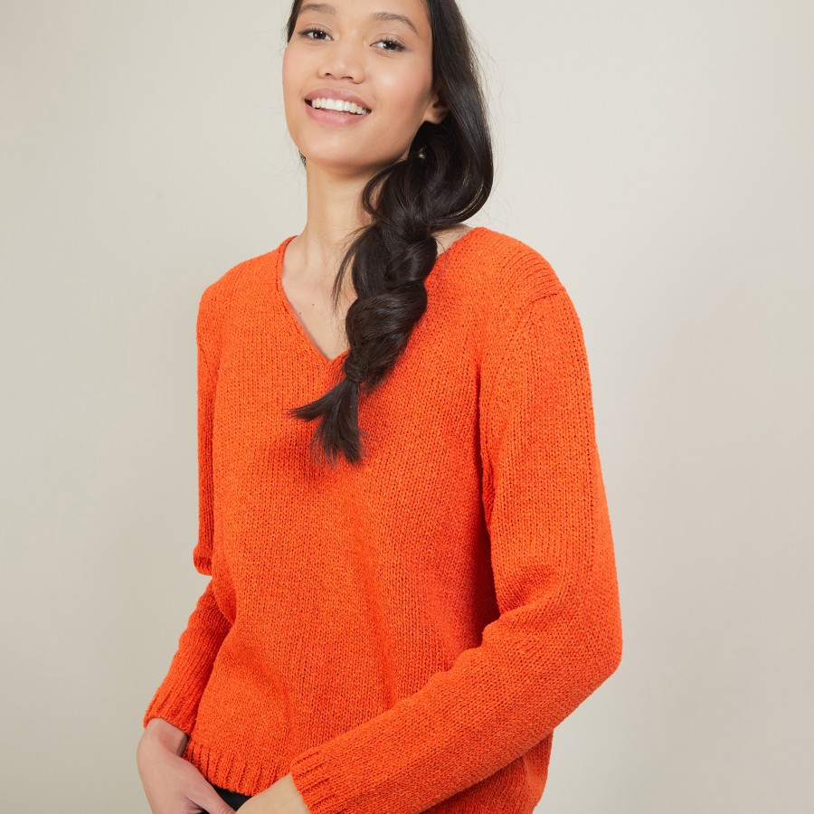 Pull col v en laine et soie - Blovis