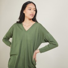 Pull à fentes col v en laine - Bernice