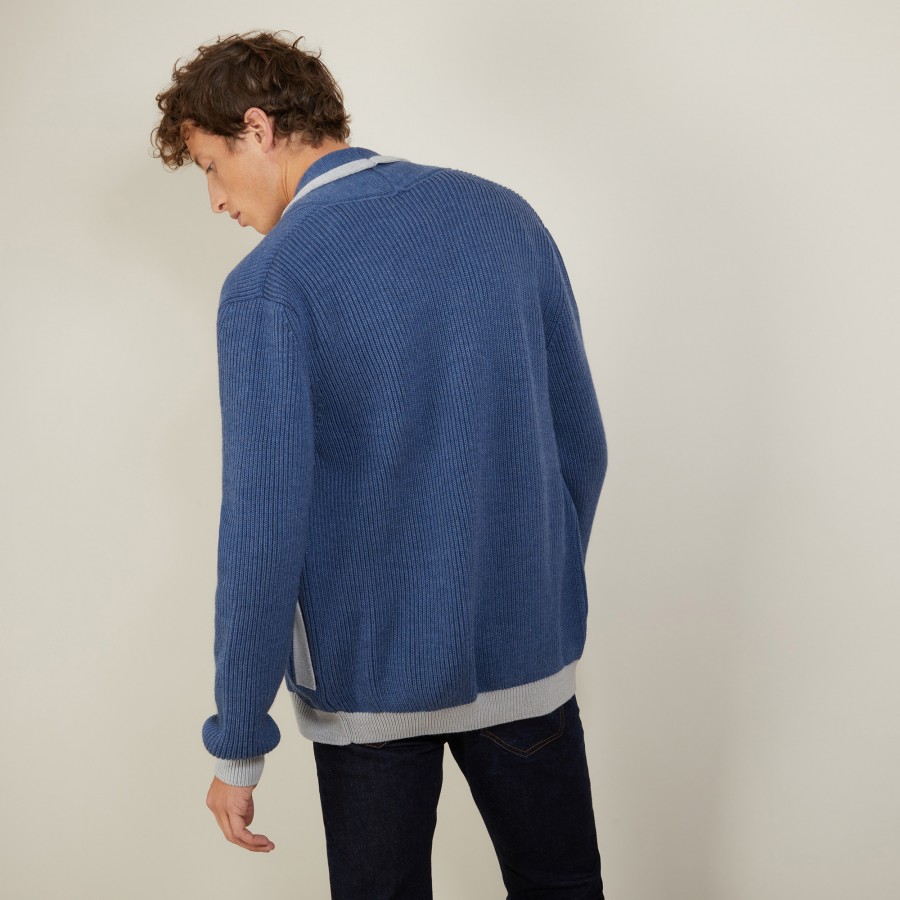 Cardigan bicolore boutonné en laine - Loveo Cardigan bicolore boutonné en laine - Loveo