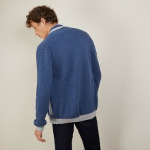 Cardigan bicolore boutonné en laine - Loveo