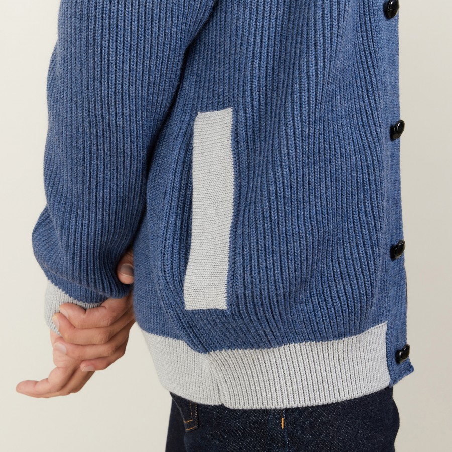 Cardigan bicolore boutonné en laine - Loveo Cardigan bicolore boutonné en laine - Loveo