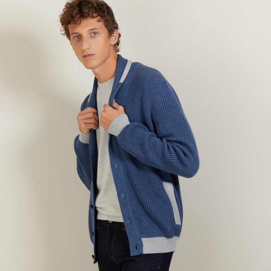 Cardigan bicolore boutonné en laine - Loveo Cardigan bicolore boutonné en laine - Loveo