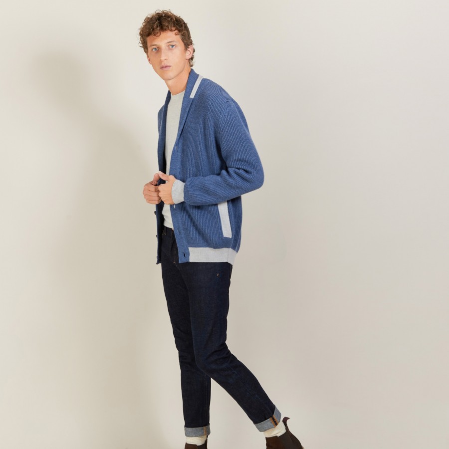 Cardigan bicolore boutonné en laine - Loveo Cardigan bicolore boutonné en laine - Loveo