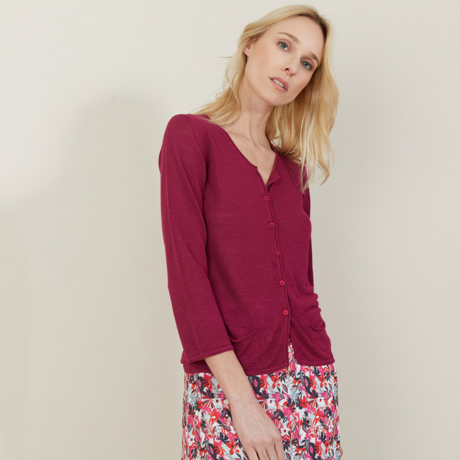 Cardigan à poches en lin flammé - Bao Cardigan à poches en lin flammé - Bao