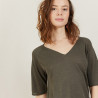 T-shirt manches coudes en lin flammé - Bonbon