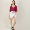 T-shirt manches coudes en lin flammé - Bonbon