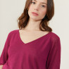 T-shirt manches coudes en lin flammé - Bonbon