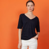 T-shirt manches coudes en lin flammé - Bonbon