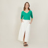 T-shirt manches coudes en lin flammé - Bonbon