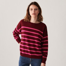 Pull boutonné à col rond bicolore en cachemire - Dalton