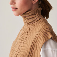 Pull col roulé sans manches en laine mérinos - Claudia