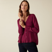 Cardigan boutonné à poches en laine mérinos - Ava