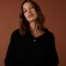 Pull oversize boutonné en mohair - Clea