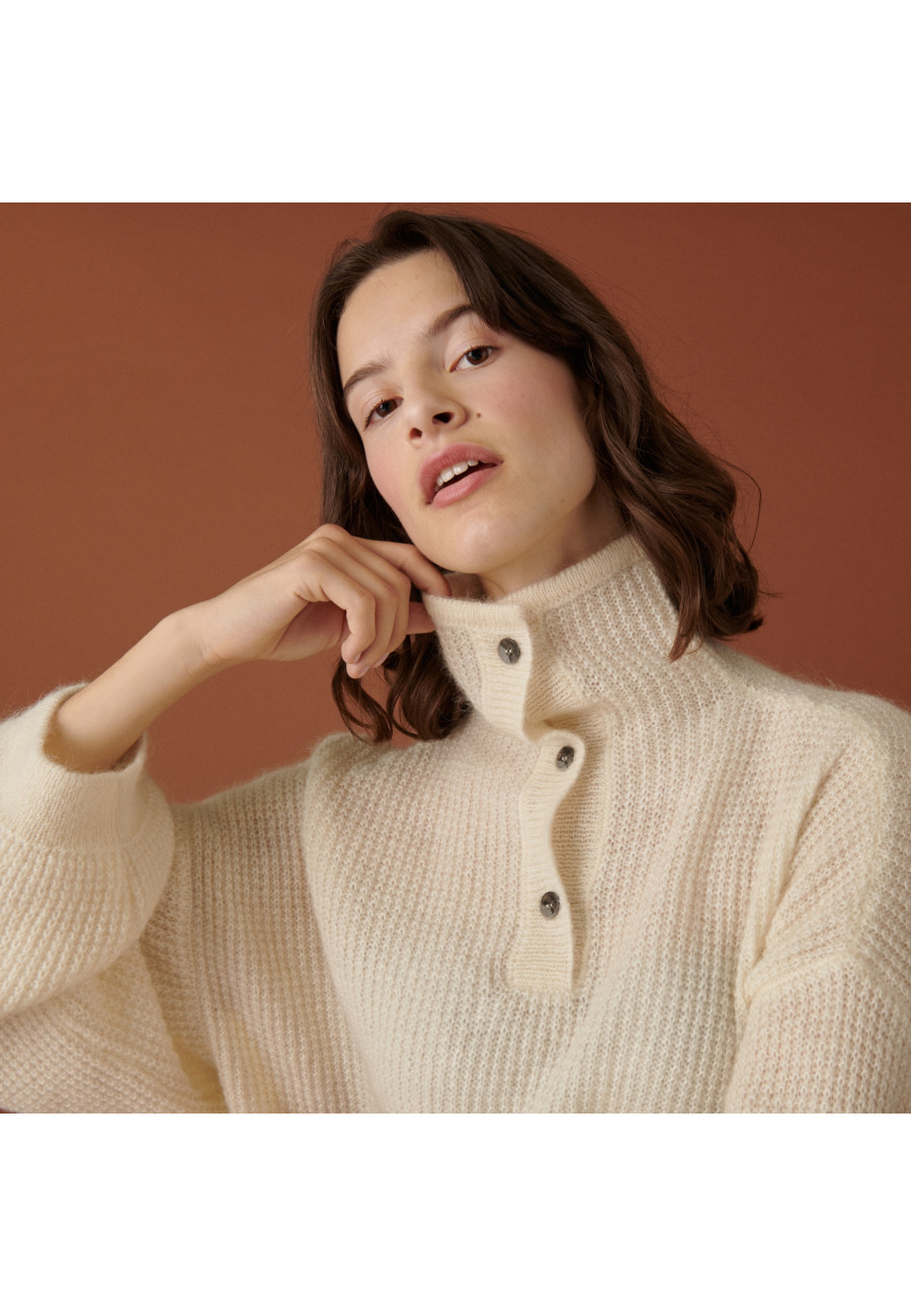 Pull oversize boutonné en mohair - Clea