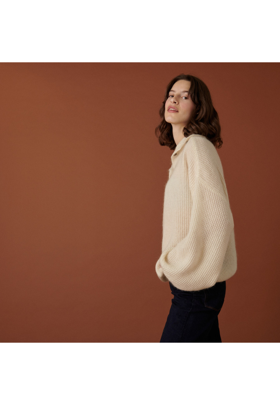 Pull oversize boutonné en mohair - Clea