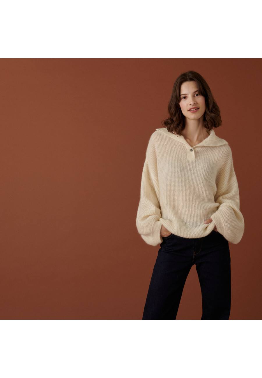 Pull oversize boutonné en mohair - Clea