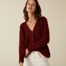 Cardigan boutonné col V en mohair - Anais