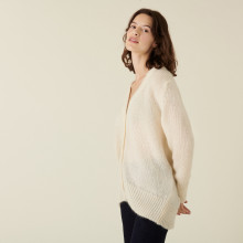 Cardigan boutonné col V en mohair - Anais