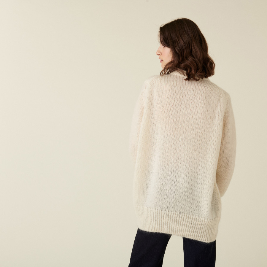 Cardigan boutonné col V en mohair - Anais