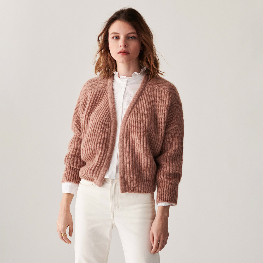 Gilet à côtes perlées en mohair - Camille
