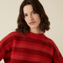Pull col rond à rayures en mohair - Charlie