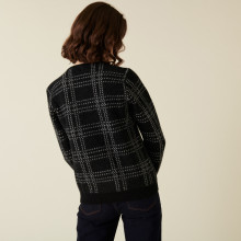 Pull col rond à carreaux en laine alpaga - Carin