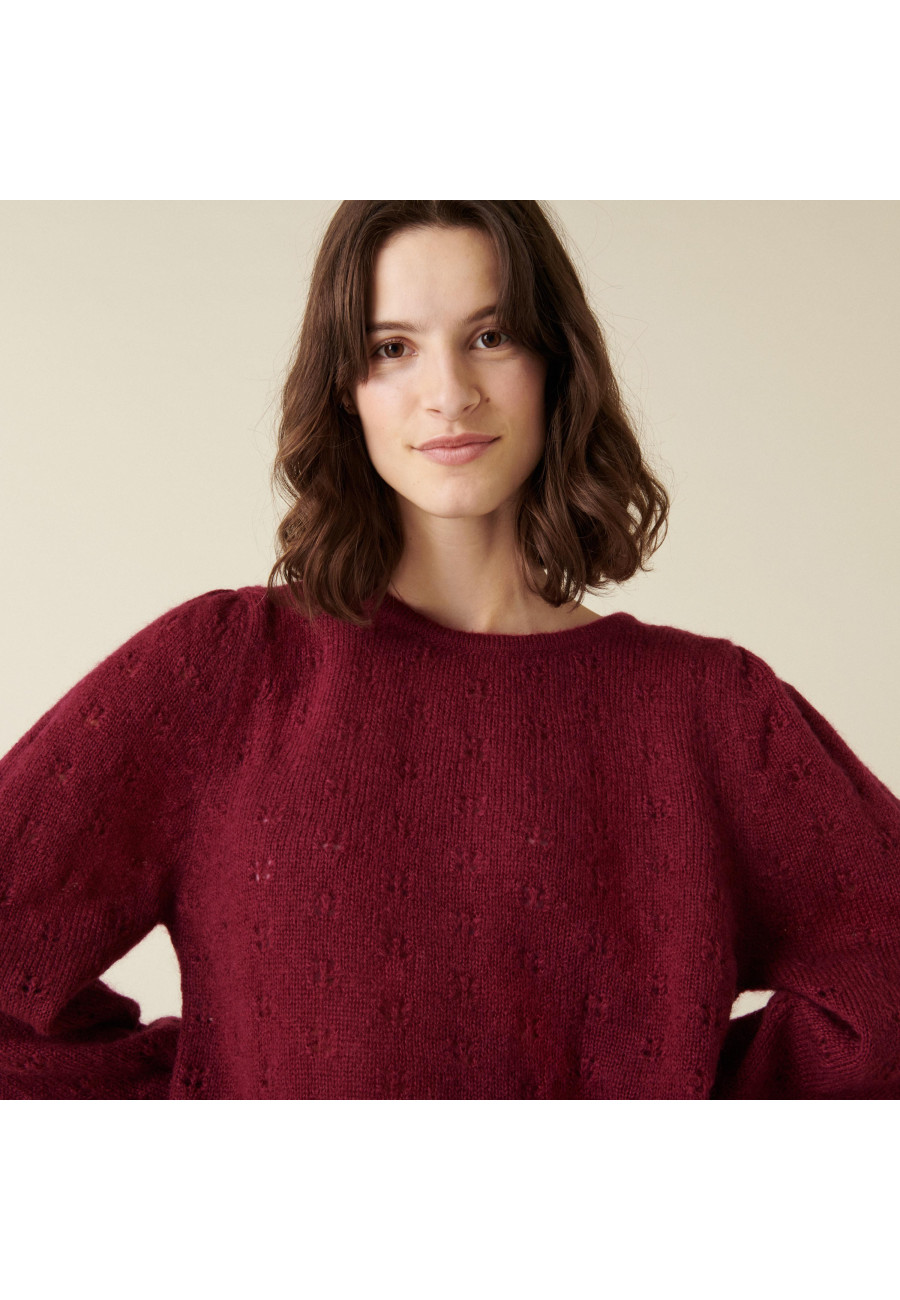 Pull à jeux de point fantaisie en mohair - Camelia