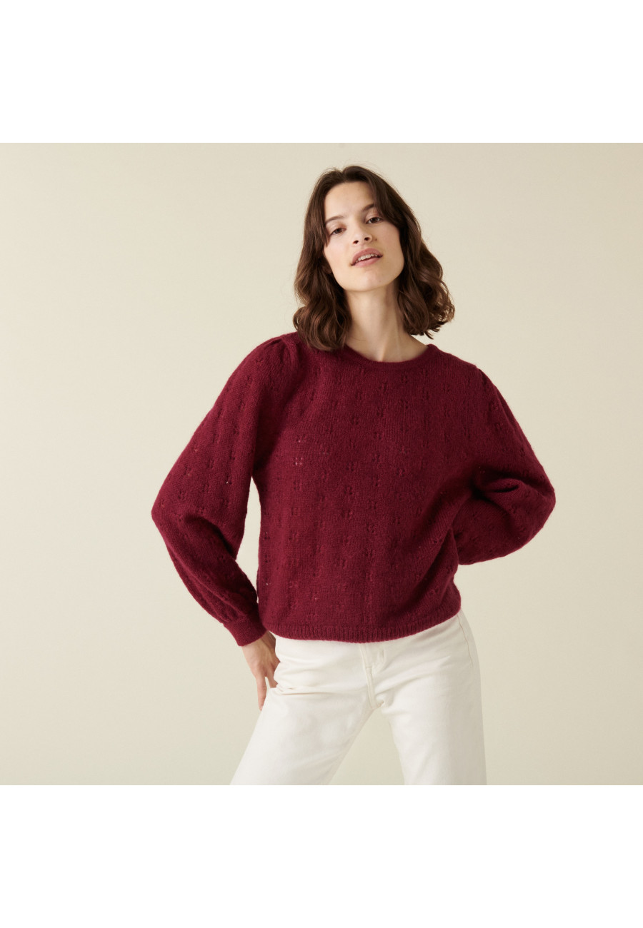 Pull à jeux de point fantaisie en mohair - Camelia